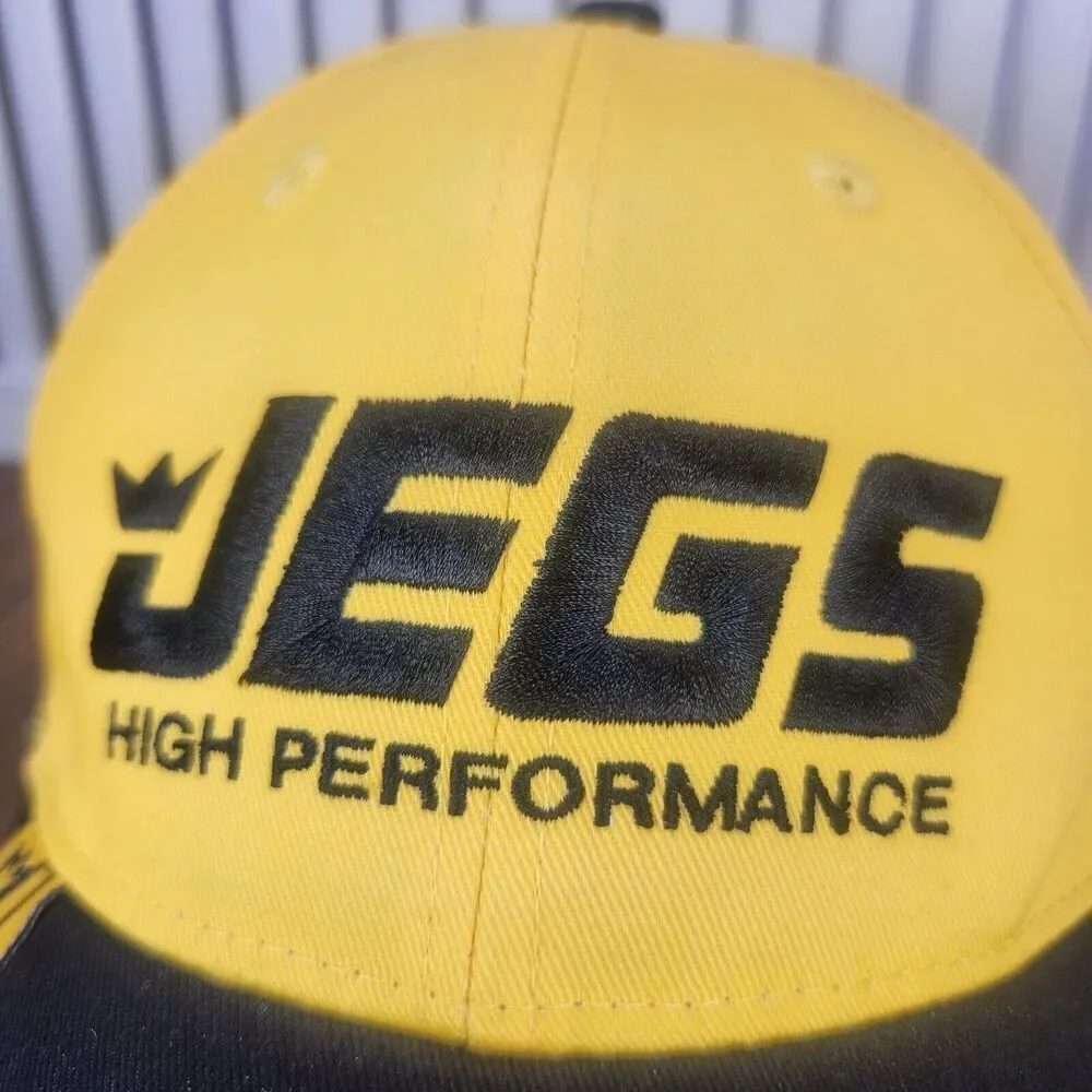 JEGS High Performance Strapback Hat Cap Yellow Black Auto Parts Cars Mechanic